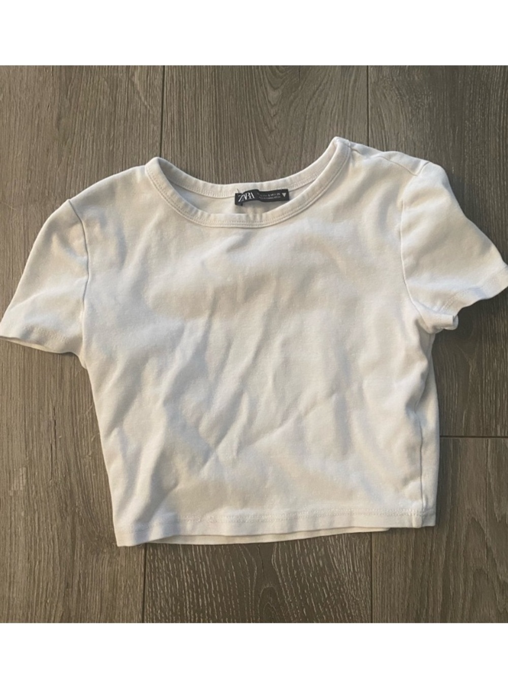 Zara White Short Sleeve Crop Top